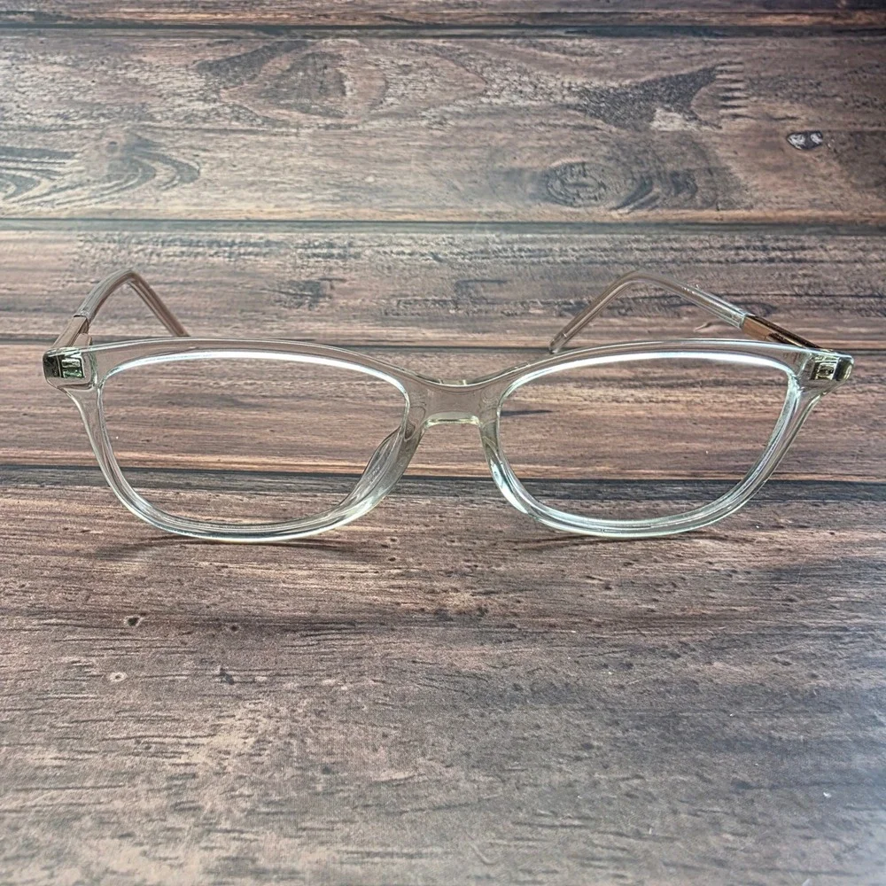 The Marc Jacobs Clear Square Eyeglass Frames Gold Temples 53-15 1V4 Women